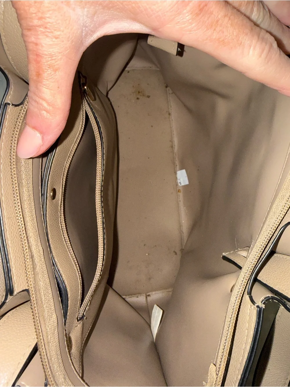 Melie Bianco Taupe Vegan Leather Tote Bag | Large Shoulder Purse